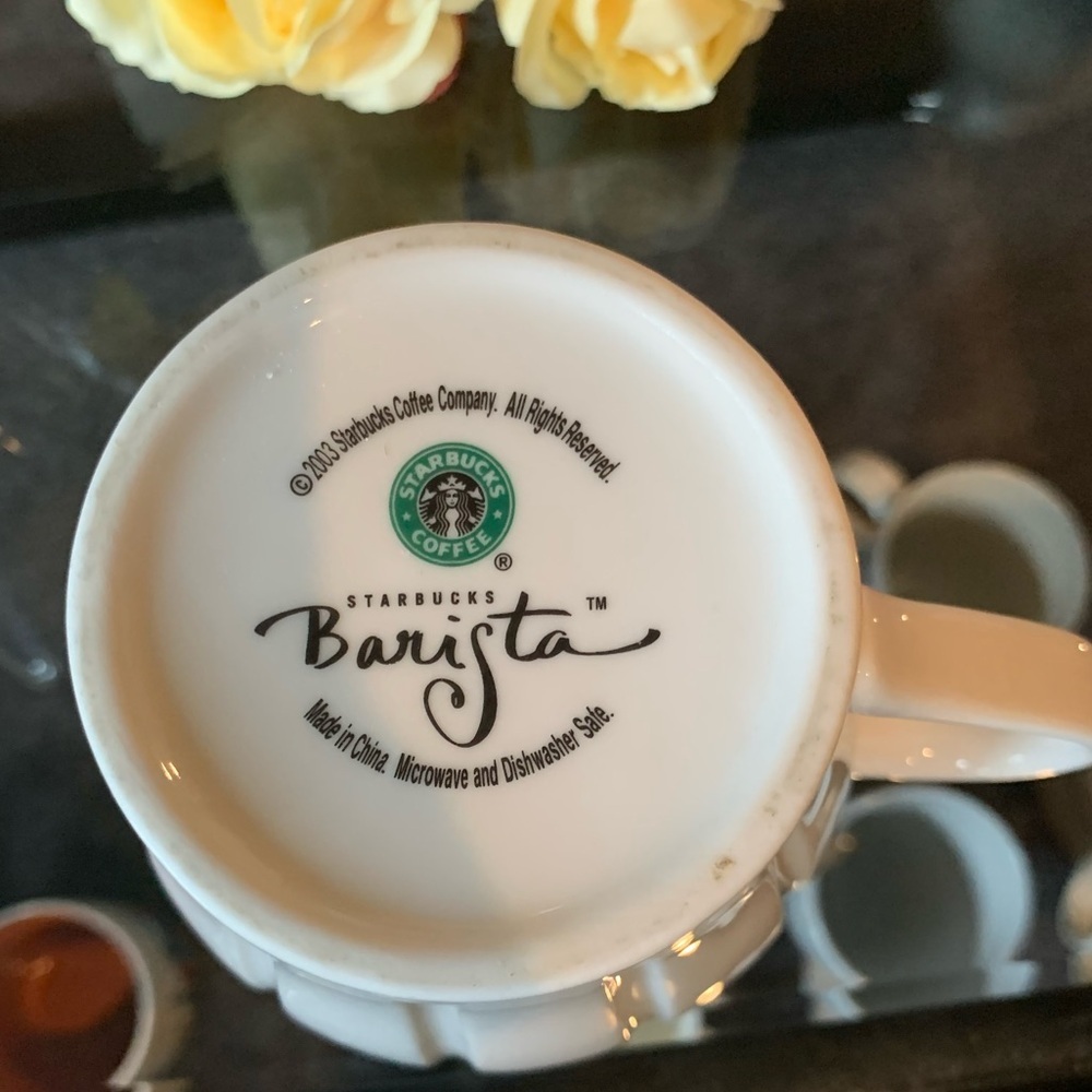 Starbucks 2003 Barista Pleated Logo Mug Siren/Mermaid, White, 18 fl oz. - Picture 4 of 4